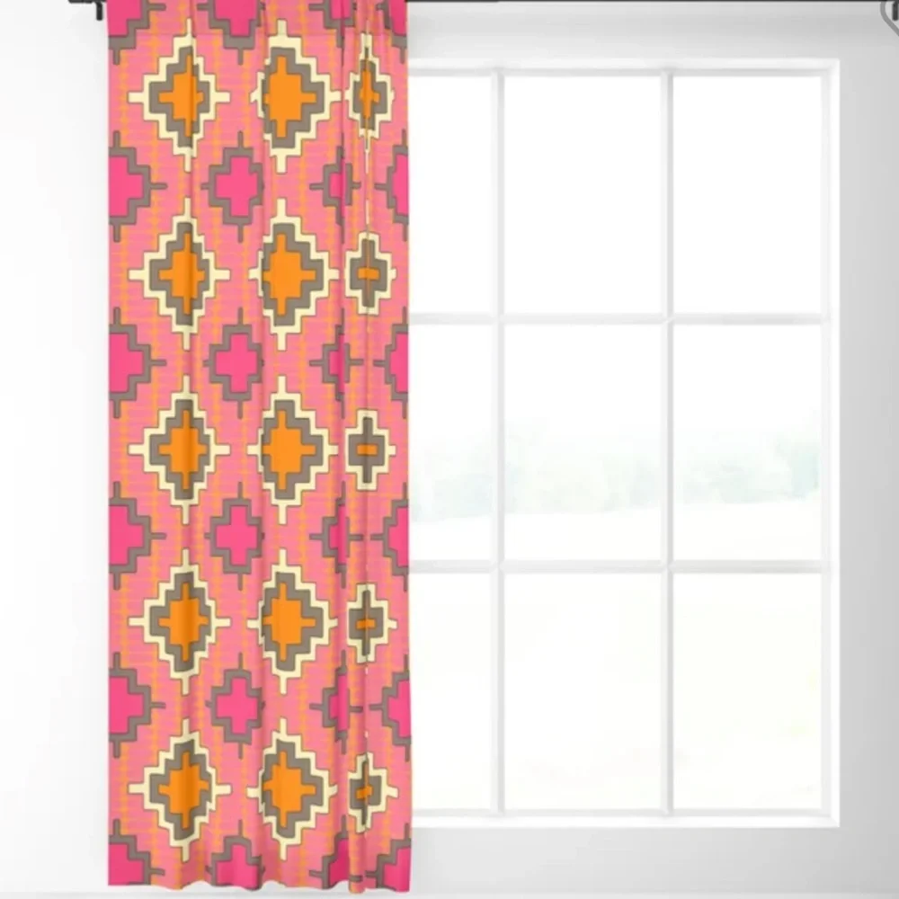 1-piece Blackout Tangerine Kilim Curtain Panel - 96 Inches x 50 Inches